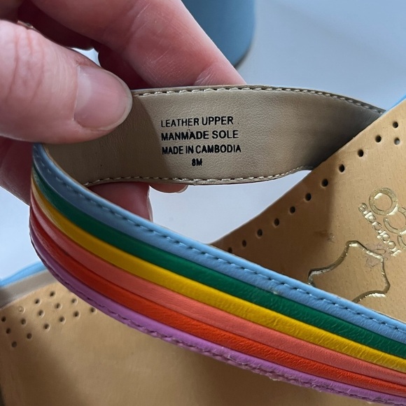 Ann Taylor Machelle Rainbow Leather Block Heel Sandals - Picture 14 of 14